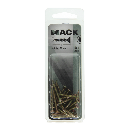 Mack 1017288 - spaanplschr.vzkop-zelfb. geelverz. 26 st 3,5 x 30 mm | 10 stuks