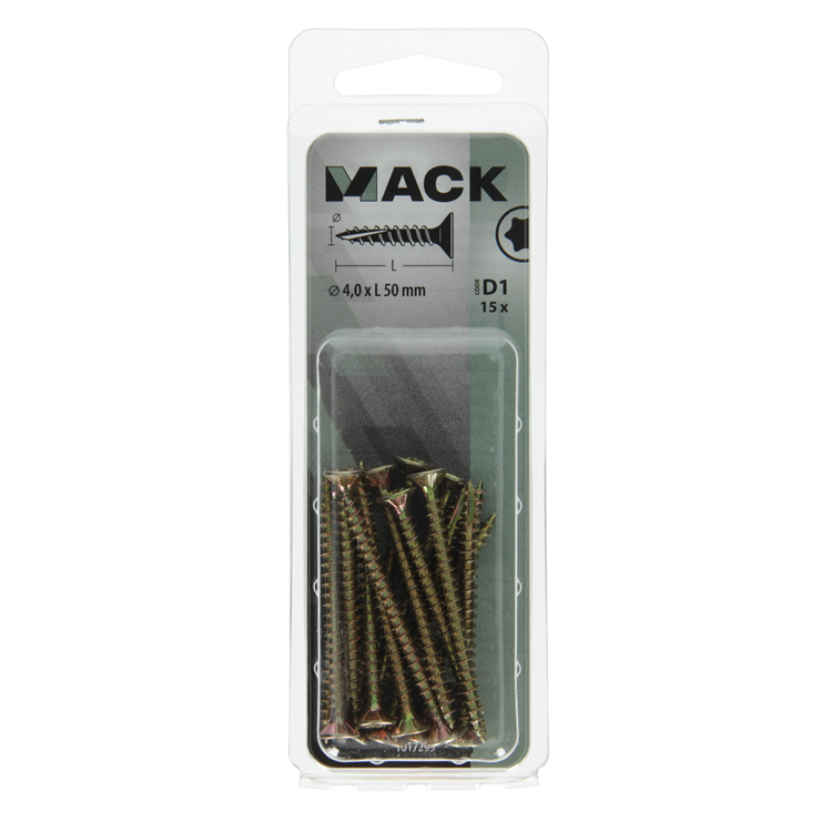 Afbeelding laden in galerijviewer, Mack 1017299 - spaanplschr.vzkop-zelfb. geelverz. 15 st 4,0 x 50 mm | 10 stuks
