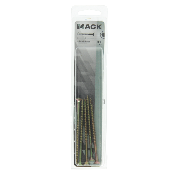 Afbeelding laden in galerijviewer, Mack 1017317 - spaanplschr.vzkop-zelfb. geelverz. 5 st 5,0 x 90 mm | 5 stuks
