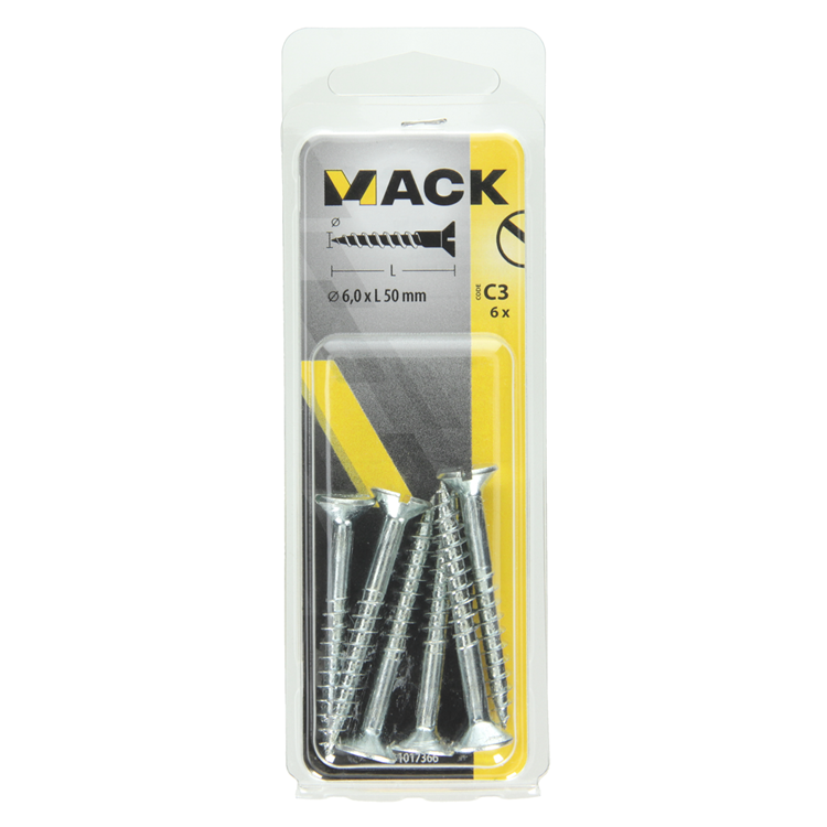 Afbeelding laden in galerijviewer, Mack 1017366 - houtschroef verzonken kop verz6 st 6,0 x 50 mm | 10 stuks
