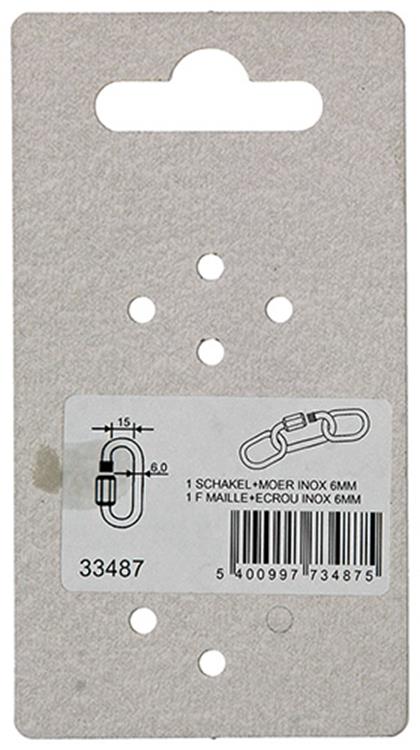 Afbeelding laden in galerijviewer, Mack 1008457 - 1 loze schakel + moer 6mm inox | 10 stuks
