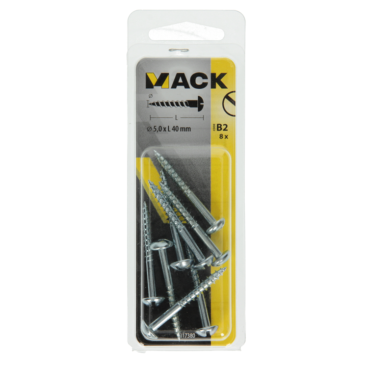 Afbeelding laden in galerijviewer, Mack 1017380 - houtschroef bolkop staal verzinkt 8 st 5,0 x 40 mm | 10 stuks
