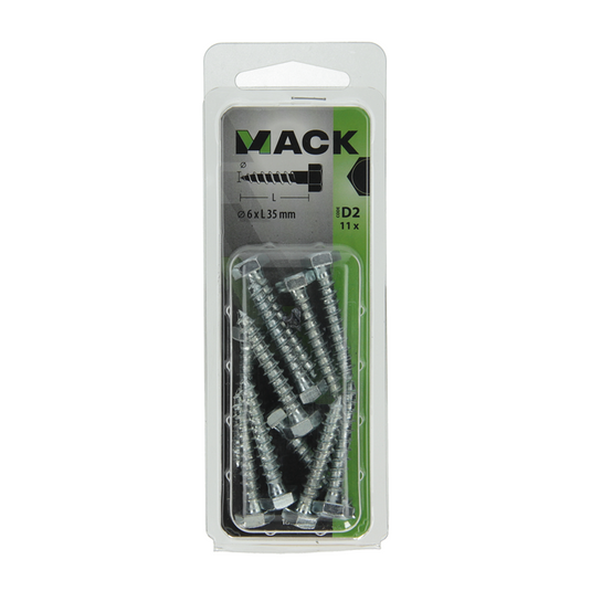 Mack 1017403 - houtdraadbout staal verzinkt 11 st 6 x 35 mm | 10 stuks
