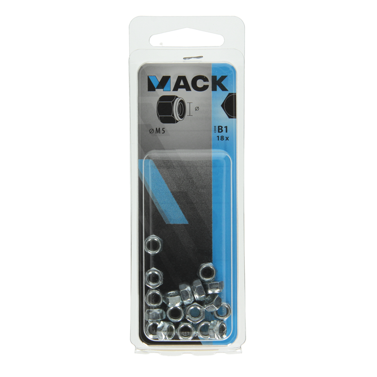 Afbeelding laden in galerijviewer, Mack 1017685 - zeskant borgmoer staal verzinkt 18 st m5 | 10 stuks
