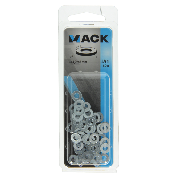 Afbeelding laden in galerijviewer, Mack 1017712 - sluitring staal verzinkt 60 st 4,2 x 8 mm | 10 stuks
