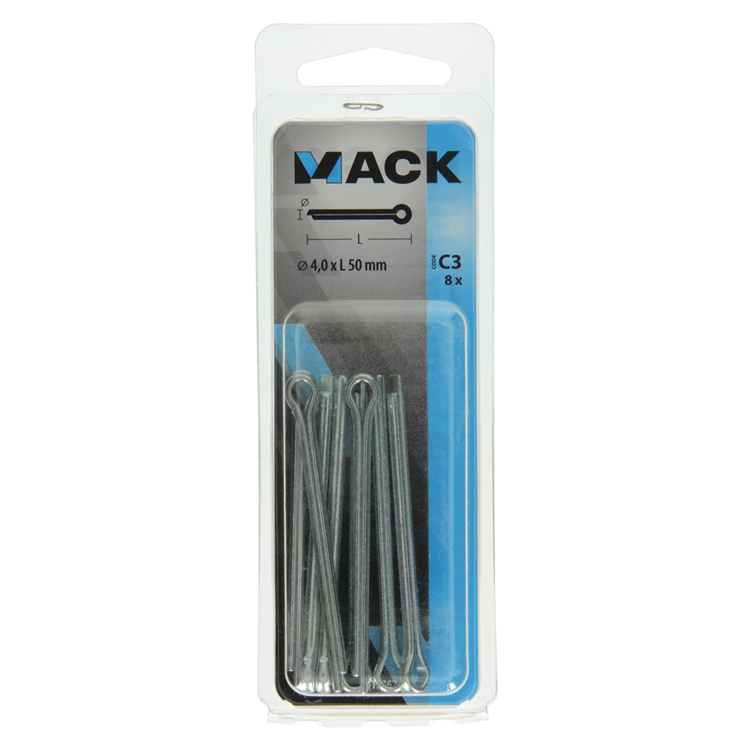 Afbeelding laden in galerijviewer, Mack 1017767 - splitpen staal verzinkt 8 st 4,0 x 50 mm | 10 stuks
