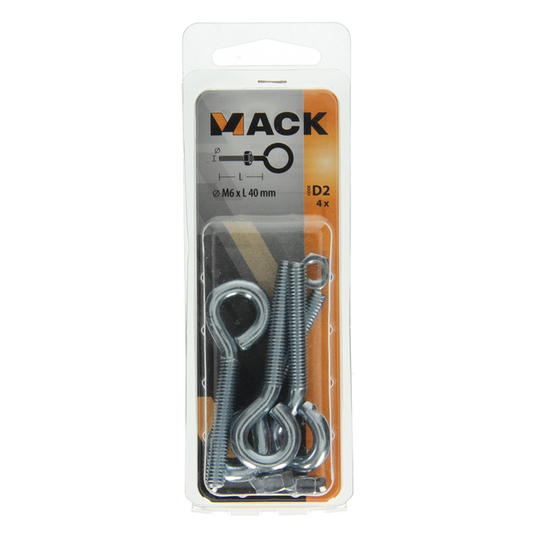 Mack 1017791 - schroefoog metrisch + moer verzinkt 4 st m6 x 40 mm | 10 stuks
