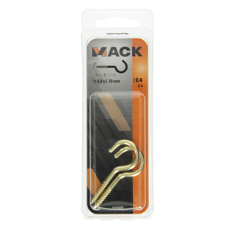 Afbeelding laden in galerijviewer, Mack 1019699 - schroefhaak messing 2 st 4,0 x 30mm | 10 stuks
