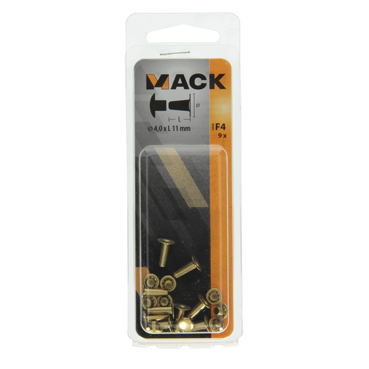 Mack 1019716 - klinknagel messing 9 st 4,0 x 11mm | 10 stuks