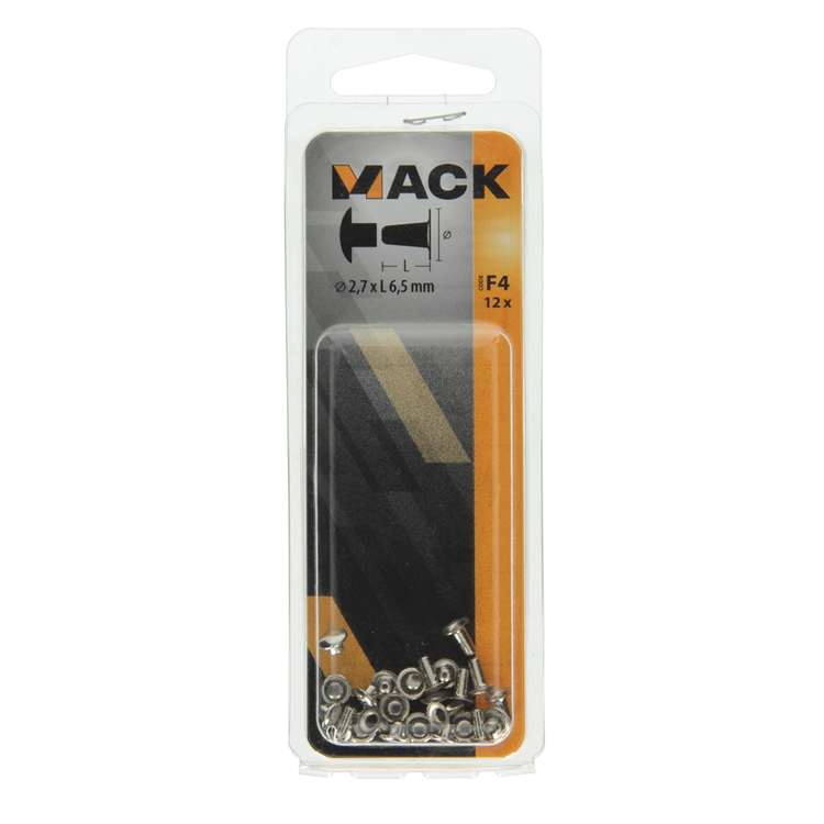 Afbeelding laden in galerijviewer, Mack 1019720 - klinknagel messing vernikkeld 12 st 2,7 x 6,5mm | 10 stuks
