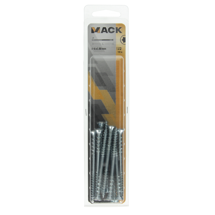 Afbeelding laden in galerijviewer, Mack 1019726 - regelschroef verzinkt 10 st 6 x 80 mm | 5 stuks
