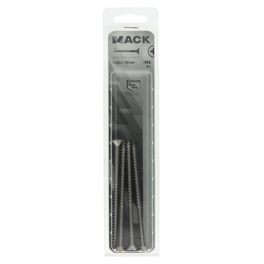 Mack 1019762 - spaanplaatschroef vz kop rvs 4 st 6,0 x 100mm | 5 stuks