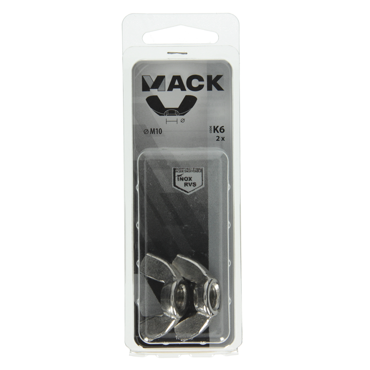 Afbeelding laden in galerijviewer, Mack 1019869 - vleugelmoer inox a2 2 st m10 | 10 stuks

