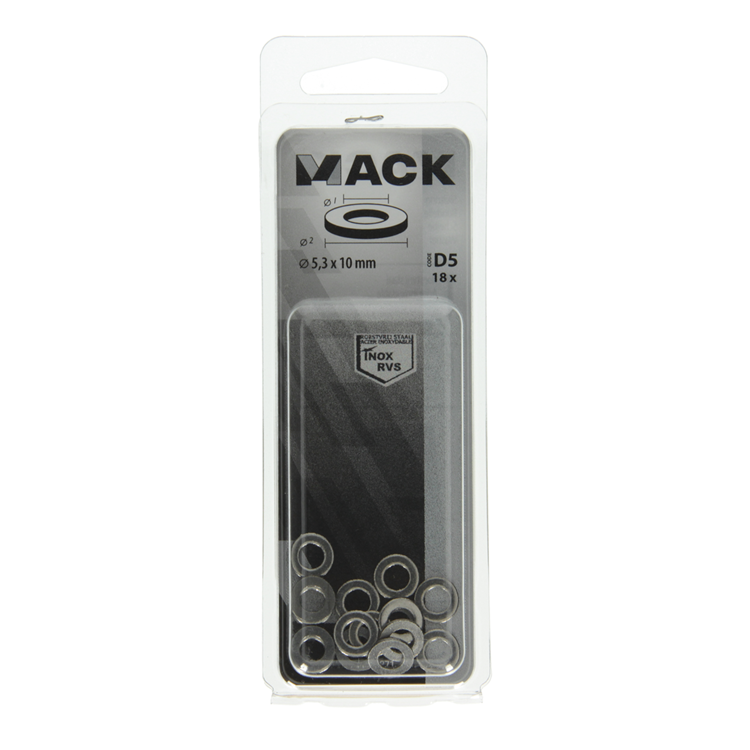 Afbeelding laden in galerijviewer, Mack 1019871 - sluitring inox a2 18 st m5 | 10 stuks

