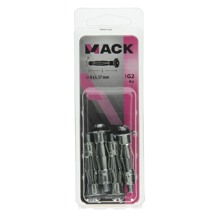 Afbeelding laden in galerijviewer, Mack 1017890 - metalen hollewandplug verzinkt4 st 8 x37 mm | 10 stuks
