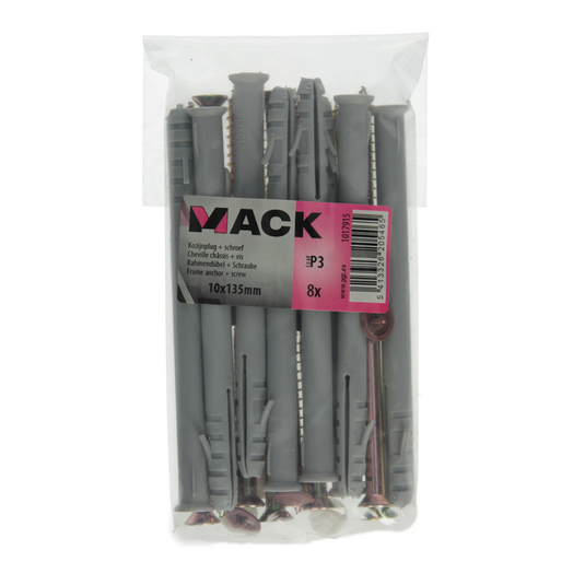 Mack 1017915 - kozijnplug met schroef polyamide 8 st 10 x 135 mm | 5 stuks