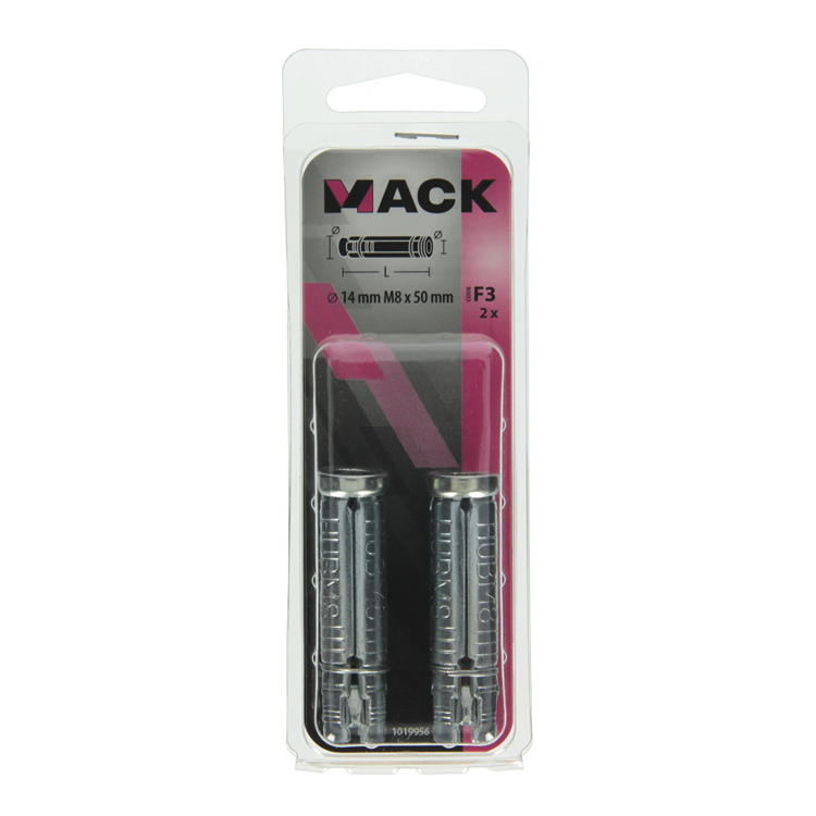 Afbeelding laden in galerijviewer, Mack 1019956 - keilbouthuls verzinkt 2 st m8 x 50 mm | 10 stuks
