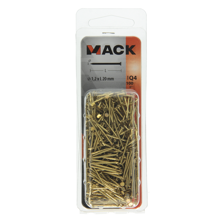 Afbeelding laden in galerijviewer, Mack 1017922 - nagel platte kop messing 100gr1,2 x 20 mm | 5 stuks
