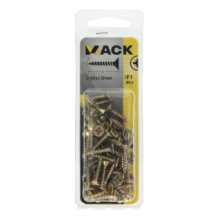 Afbeelding laden in galerijviewer, Mack 1017969 - spaanplaatschroef vz kop geelverz. 80st 4,0 x 20 mm | 5 stuks
