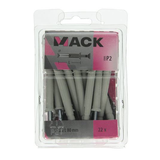 Mack 1018168 - nylon nagelplug polyamide 22 st 8 x 80 mm | 3 stuks