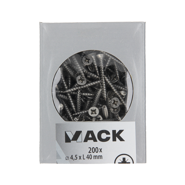 Afbeelding laden in galerijviewer, Mack 1020240 - spaanplaatschroef vz kop inox a2 200 st 4,5 x 40 mm | 2 stuks
