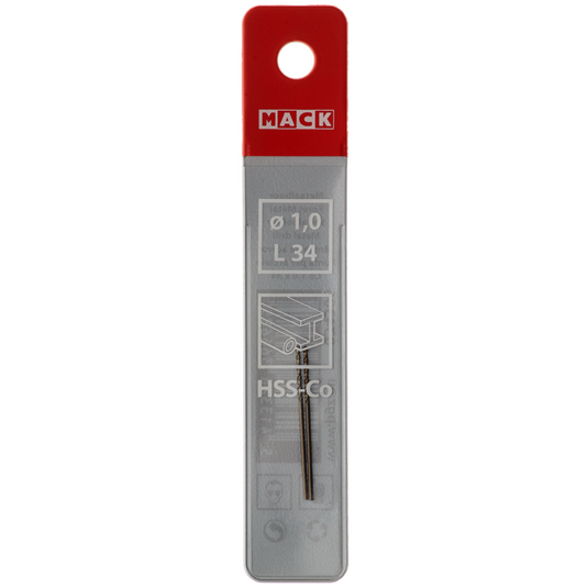 Mack 1018418 - metaalboor hss co5% din 338 ø 1,0 x 34 mm 2st | 5 stuks