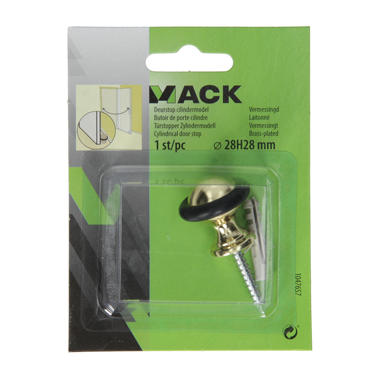 Afbeelding laden in galerijviewer, Mack 1047657 - deurstop cilindermodel vermessingd ø 28h28 mm 1 st pc | 6 stuks
