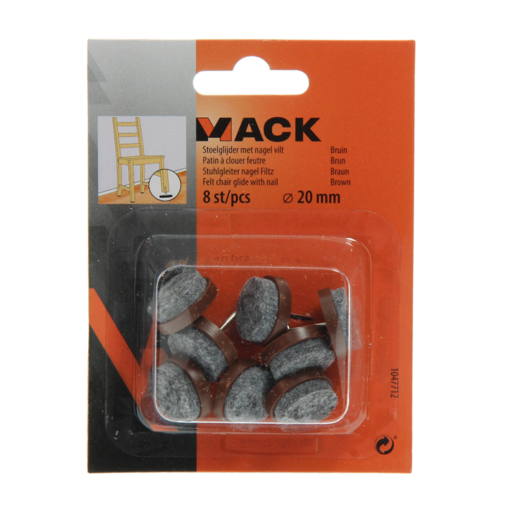 Afbeelding laden in galerijviewer, Mack 1047712 - stoelglijder met nagel vilt bruin ø 20 mm 8 st pcs | 6 stuks
