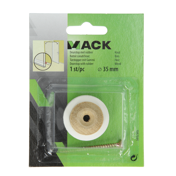 Afbeelding laden in galerijviewer, Mack 1047644 - deurstop met rubber hout ø 35 mm 1 st pc | 6 stuks
