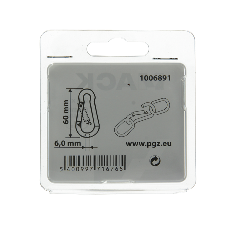 Afbeelding laden in galerijviewer, Mack 1006891 - 1 karabijnhaak+veer inox 60x6mm bl | 5 stuks
