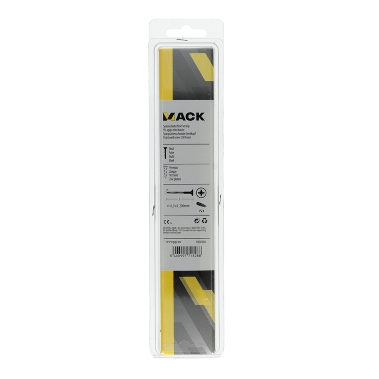 Afbeelding laden in galerijviewer, Mack 1006980 - spaanplaatschroef vz kop geelverzinkt 4st 6 x 200mm | 10 stuks
