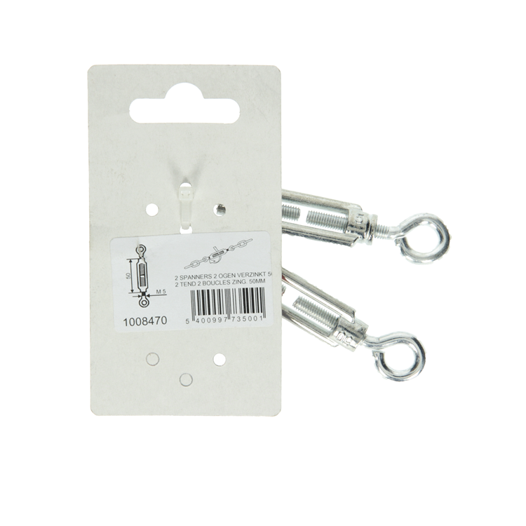 Afbeelding laden in galerijviewer, Mack 1008470 - 2 spanners 2 ogen m5 x 50mm verzinkt | 10 stuks
