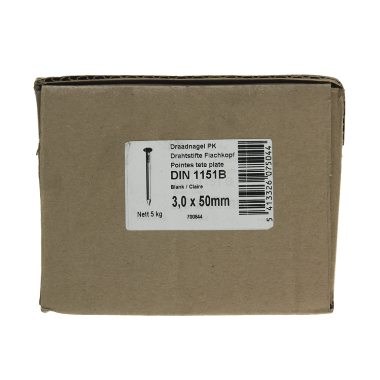 Afbeelding laden in galerijviewer, 1015643 - doos 5 kg. nagels platte kop 3,0x50 mm | 3 stuks
