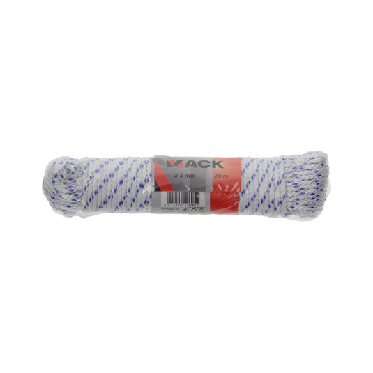 Mack 1014931 - pp gevlochten wit blauw streng3mm 20m | 5 stuks