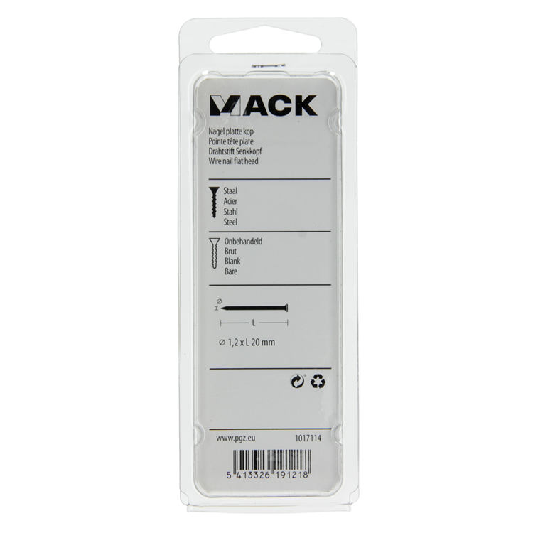 Afbeelding laden in galerijviewer, Mack 1017114 - nagel platte kop 90 gr 1,2 x 20 mm | 5 stuks
