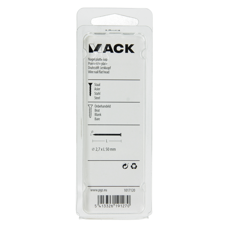 Afbeelding laden in galerijviewer, Mack 1017120 - nagel platte kop 100 gr 2,7 x 50 mm | 5 stuks
