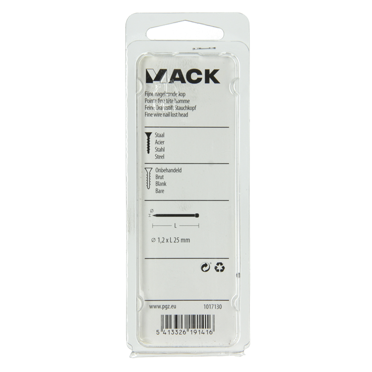 Afbeelding laden in galerijviewer, Mack 1017130 - fijne nagel ronde kop 85 gr 1,2 x 25 mm | 5 stuks
