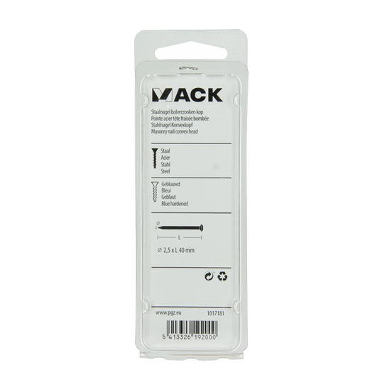 Mack 1017181 - staalnagel bvk staal geblauwd 45 gr 2,5 x 40 mm | 10 stuks