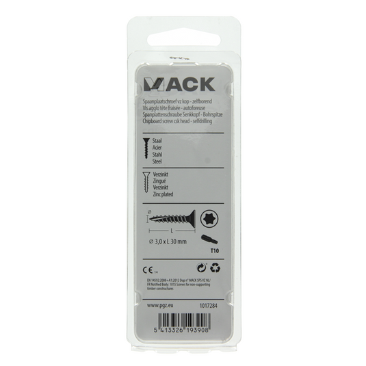Mack 1017284 - spaanplschr.vzkop-zelfb. geelverz. 35 st 3,0 x 30 mm | 10 stuks