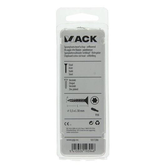 Mack 1017288 - spaanplschr.vzkop-zelfb. geelverz. 26 st 3,5 x 30 mm | 10 stuks