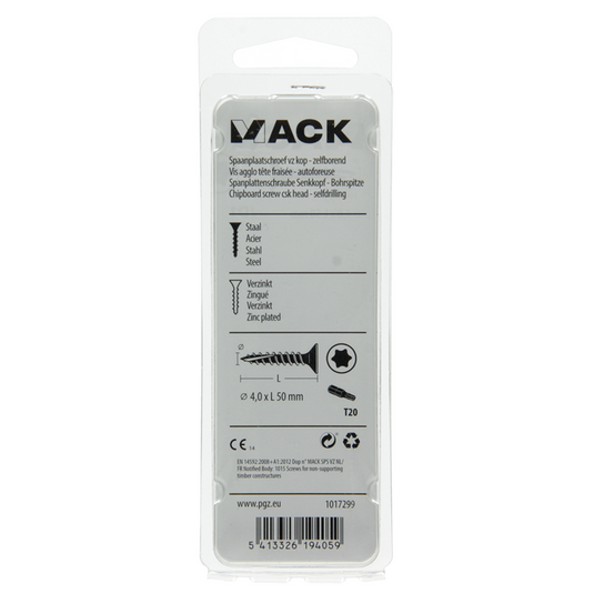 Mack 1017299 - spaanplschr.vzkop-zelfb. geelverz. 15 st 4,0 x 50 mm | 10 stuks