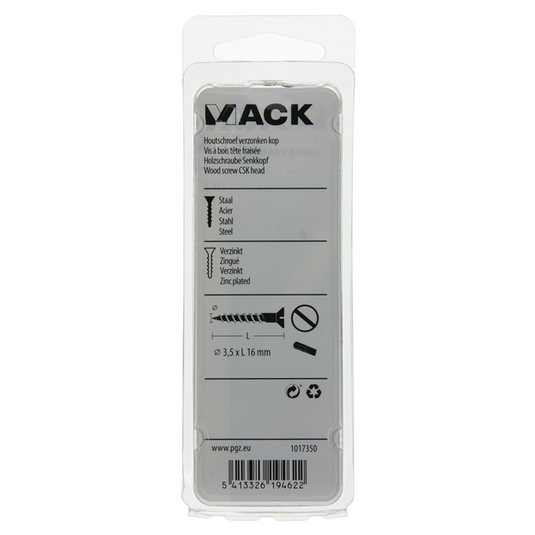 Mack 1017350 - houtschroef verzonken kop verz27 st 3,5 x 16 mm | 10 stuks