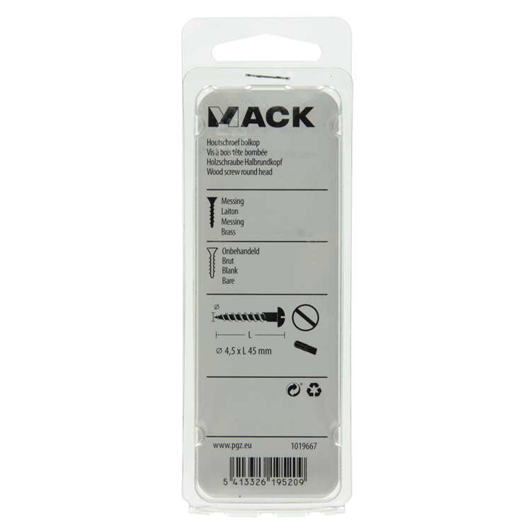Afbeelding laden in galerijviewer, Mack 1019667 - houtschroef bolkop messing 4 st 4,5 x 45 mm | 10 stuks
