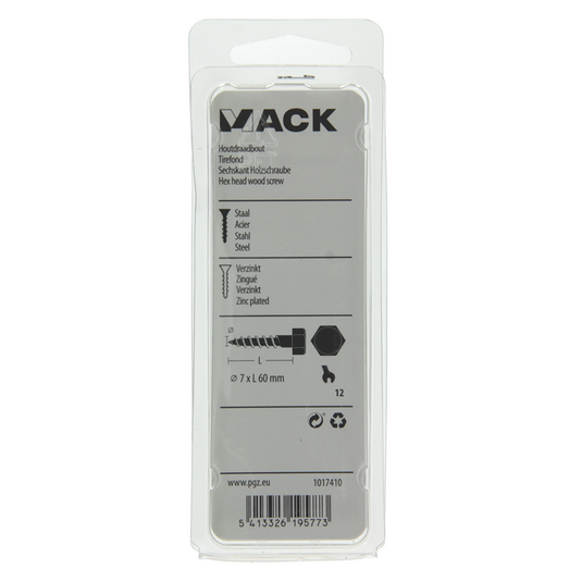 Mack 1017410 - houtdraadbout staal verzinkt 8 st 7 x 60 mm | 5 stuks