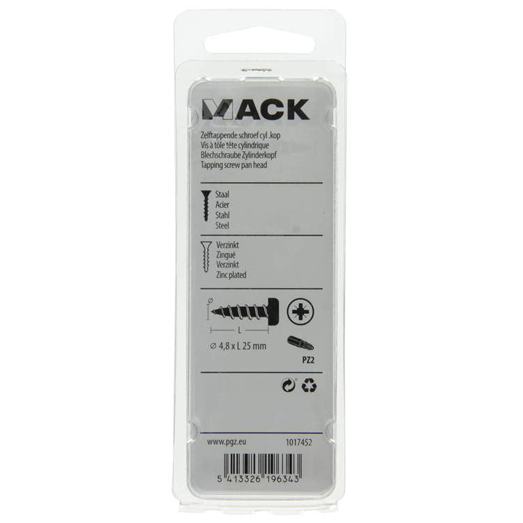 Afbeelding laden in galerijviewer, Mack 1017452 - zelftappende schroef cyl kop verz. 12st 4,8 x 25 mm | 10 stuks
