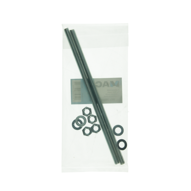 Afbeelding laden in galerijviewer, Mack 1017663 - draadeinde + sluitring + moer verz. 2st m8 x 200 mm | 5 stuks
