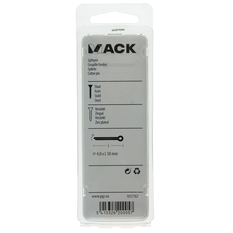 Afbeelding laden in galerijviewer, Mack 1017767 - splitpen staal verzinkt 8 st 4,0 x 50 mm | 10 stuks
