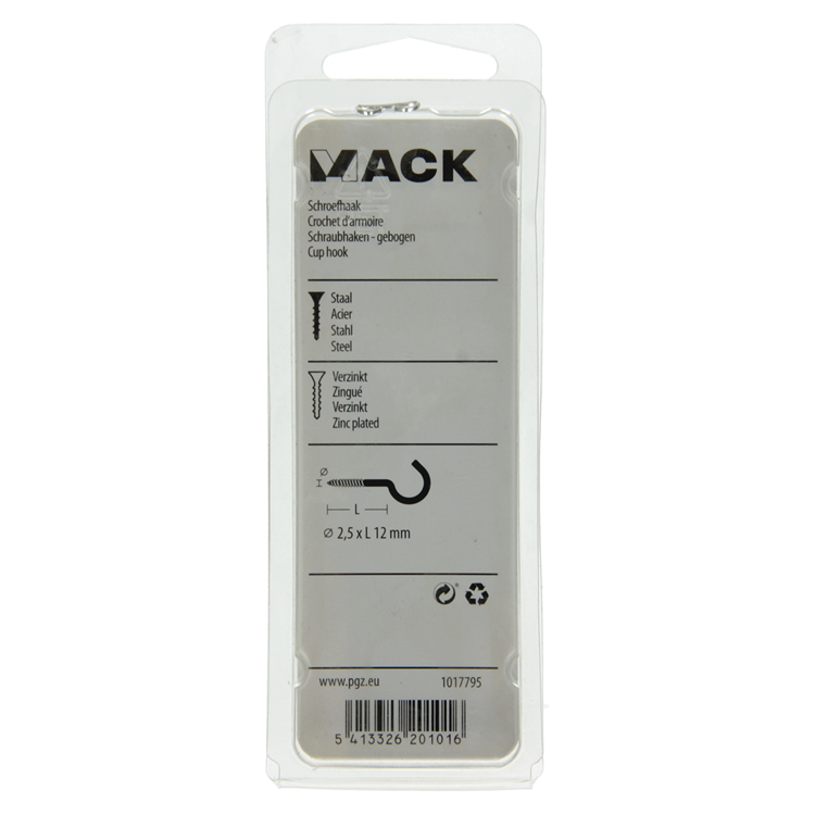 Afbeelding laden in galerijviewer, Mack 1017795 - schroefhaak staal verzinkt 18st 2,5 x 12 mm | 10 stuks
