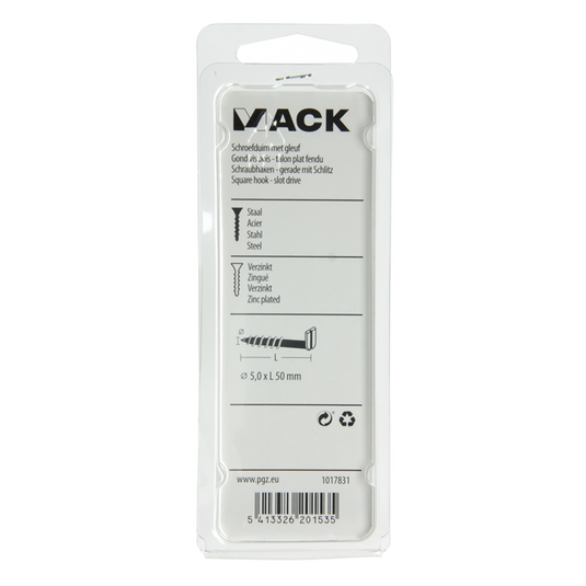 Mack 1017831 - schroefduim met gleuf staal verz. 5 st 5,0 x 50 mm | 10 stuks
