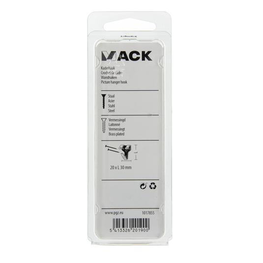Mack 1017855 - kaderhaak staal vermessingd 6 st 20 x 30 mm | 5 stuks